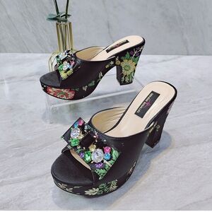 Elegant Black Floral Women's Heels
